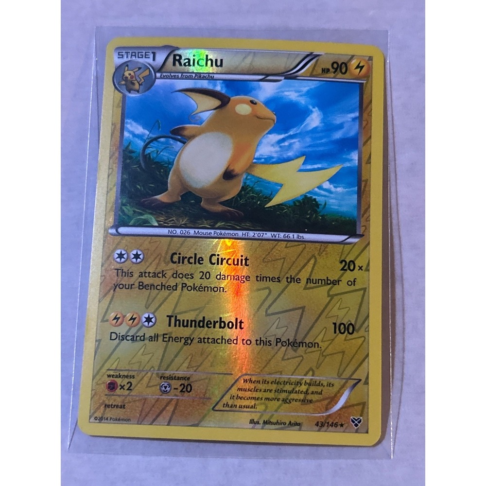 Raichu Pokemon Trading Card Holographic 43/146 XY Reverse Holo Rare 2014 TCG